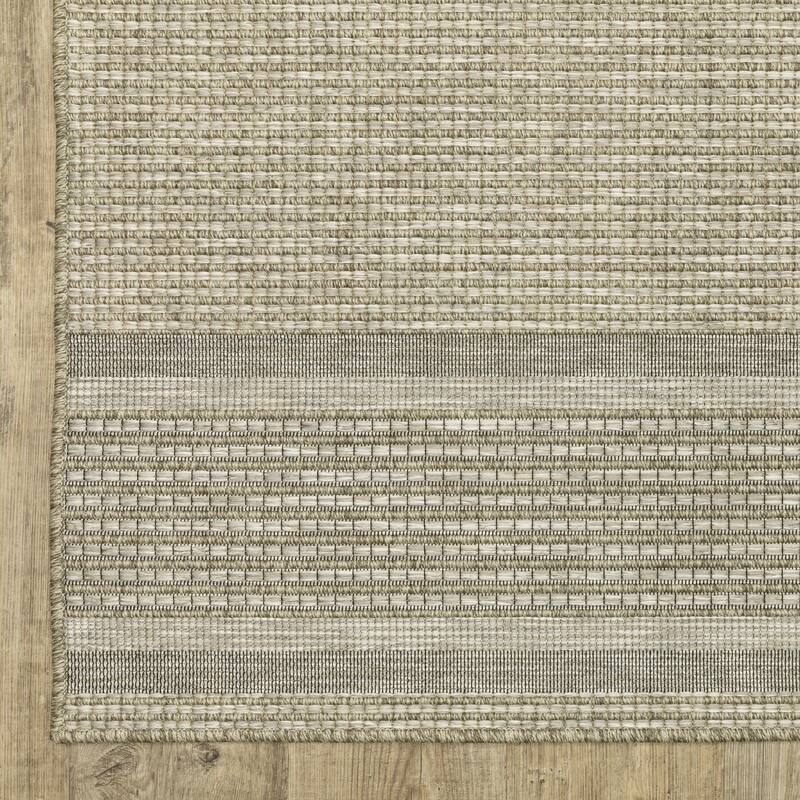 Vista Home Tangelo Banded Border Tan/Black Ultimate Performance Area Rug.