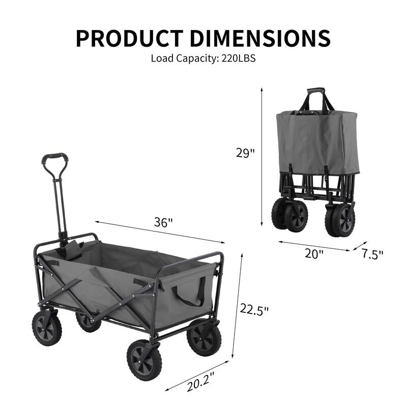 GDY Convenient Outdoor Camping Wagon, Folding Cart with Wheels, Outdoor Shopping Trolley