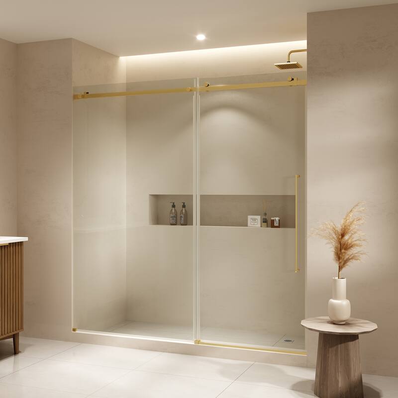 Selby Frameless Sliding Clear Alcove Shower Door - 72" - Gold
