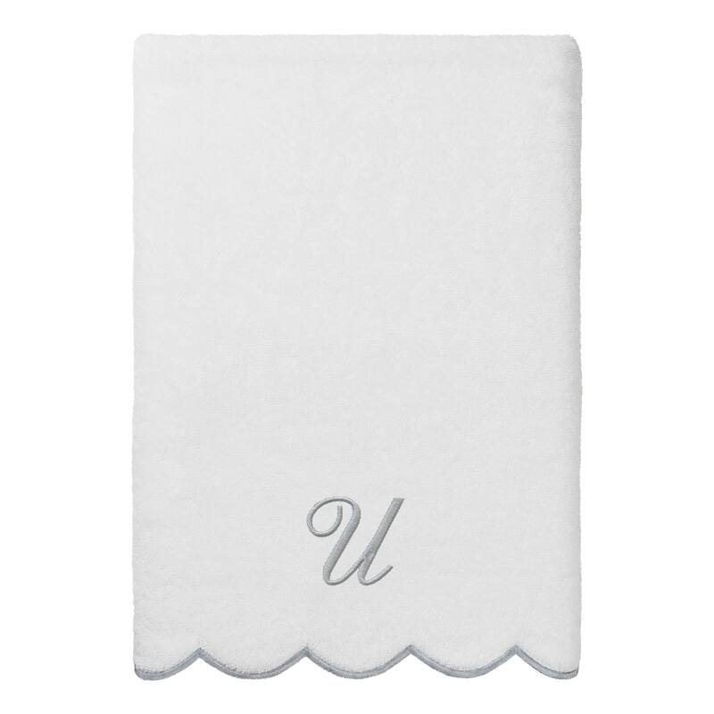 Authentic Hotel and Spa 100% Turkish Cotton Grey ADORNIA Scallop Personalized 3 Piece Towel Set - 3 Piece Set