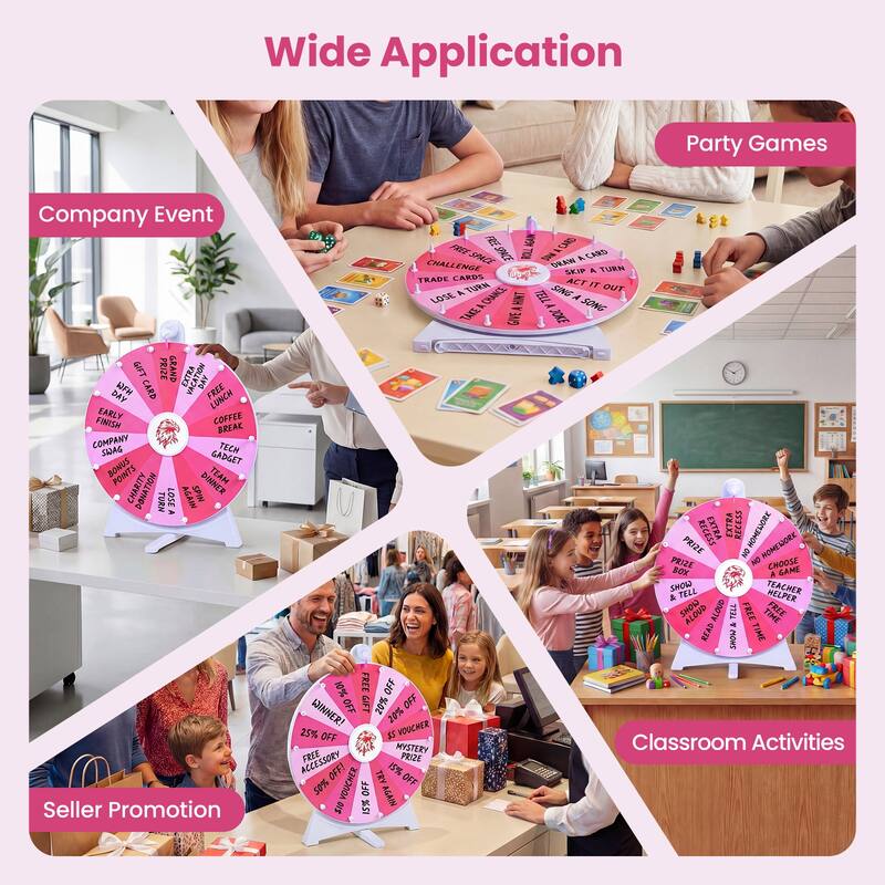 Gymax Spinning Prize Wheel 14 Slots Spin Wheel w/Blackboard Marker