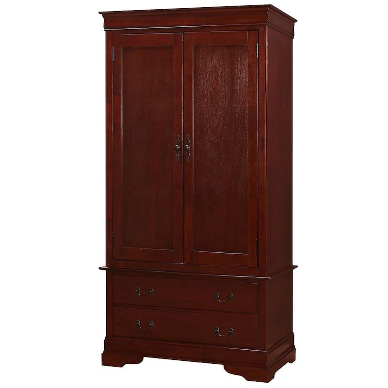 Cherry Finish Wooden Armoire with 2-Drawers - 78" - Brown