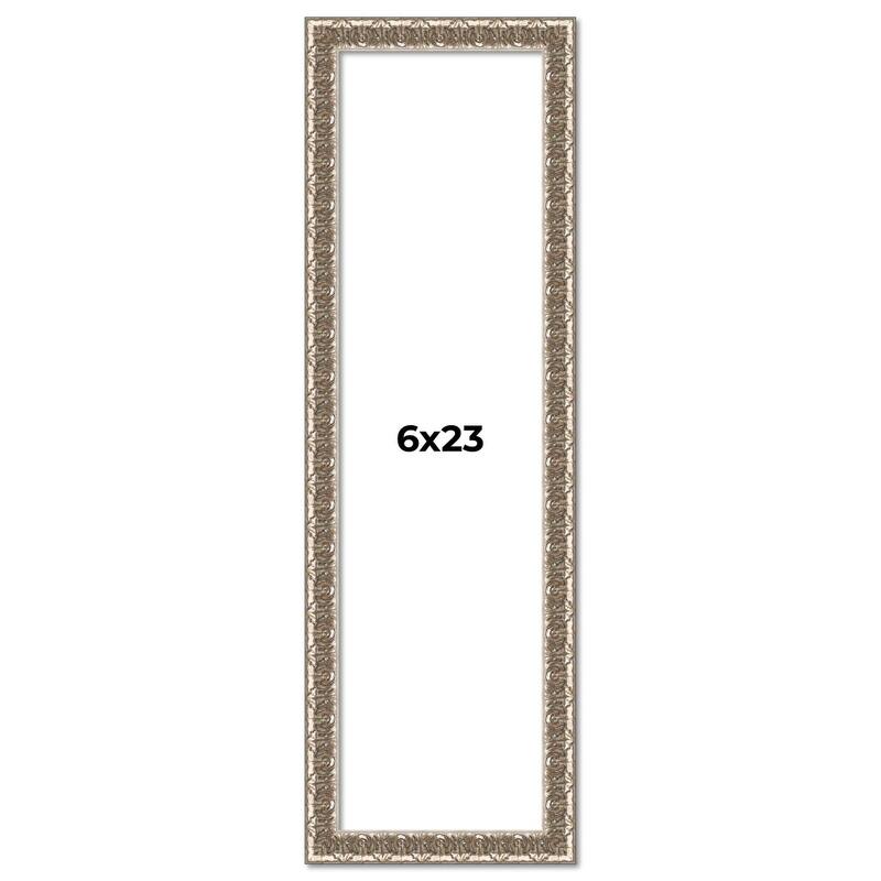 6x23 Frame Silver Versailles Ornate Solid Wood Picture Frame | 1 Inch