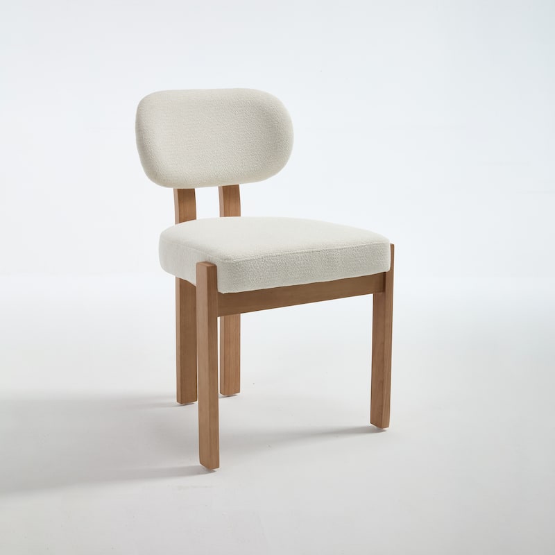 Farmhouse Wooden Dining Chairs Set of 2, Fabric Upholstered Chairs with Cushioned Wingback