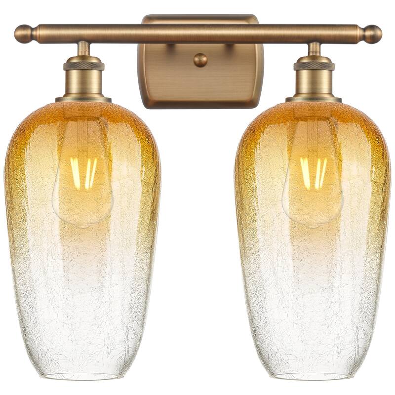 Innovations Lighting Endless Possibilities Ballston - Brookhaven Flute - 2 Light 17" Bath Vanity Light - Brushed Brass/Amber
