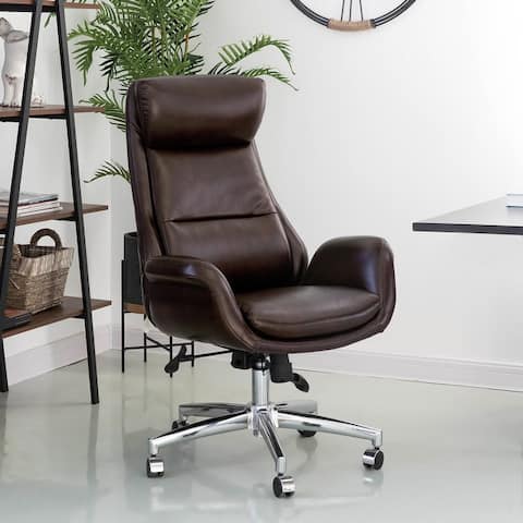 Glitzhome 48-inch Mid-century Adjustable Faux Leather Office Chair