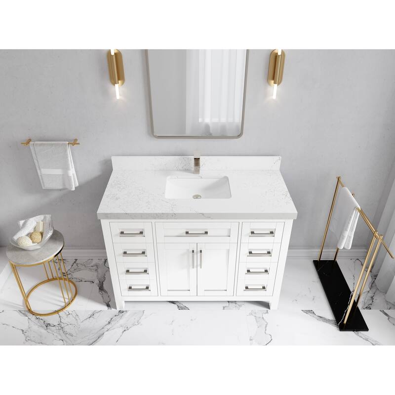 Willow Collections 48 in. W x 22 in. D Cambridge Single Sink Bathroom Vanity with Countertop - 2" Empira - White