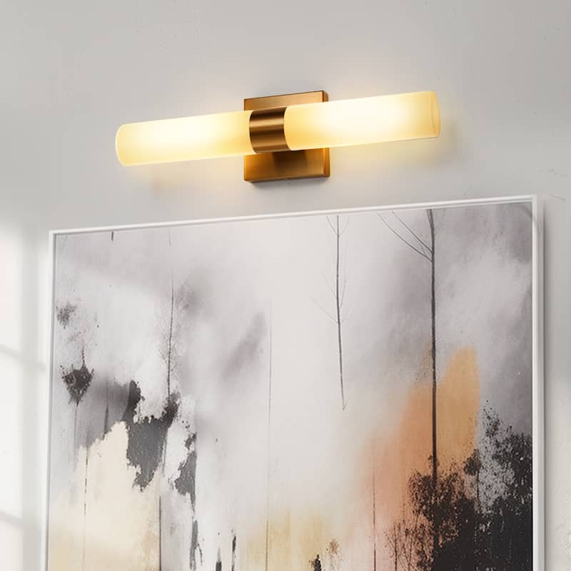 Wall Sconce Lighting Fixture Gold Wall Sconces Set of 2 with White Glass Shade Sconce Wall Decor Lamps Hardwired - 2.3*2.3*17.7