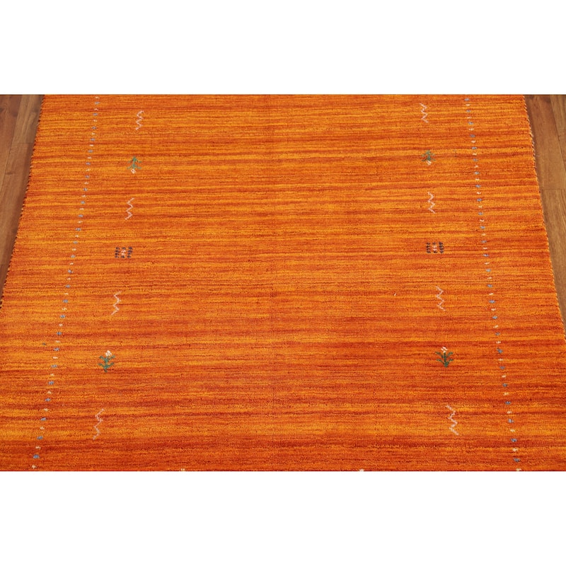 Hand Knotted Oriental 100% Wool Carpet Tribal Tribal Oranges & Rust Gabbeh Area Rug - 5' 10'' X 3' 11''