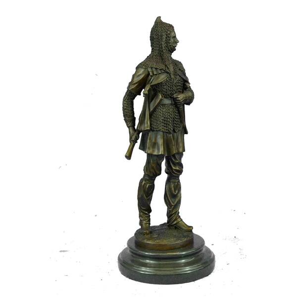 Hot Cast Bronze Medieval European Soldier W/ Dagger Statue Sculpture ...