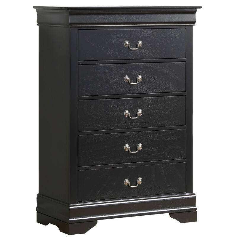 Wooden 5-Drawer Bedroom Chest - 48" - Black