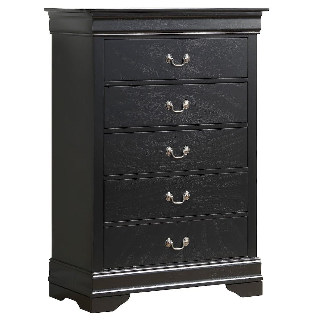 Wooden 5-Drawer Bedroom Chest - 48" - Black