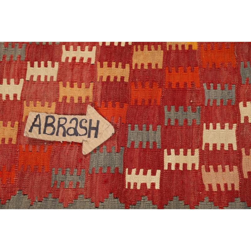 Kilim Qashqai Persian Vintage Rug Hand-Woven Living Room Wool Carpet - 5'4"x 9'10"