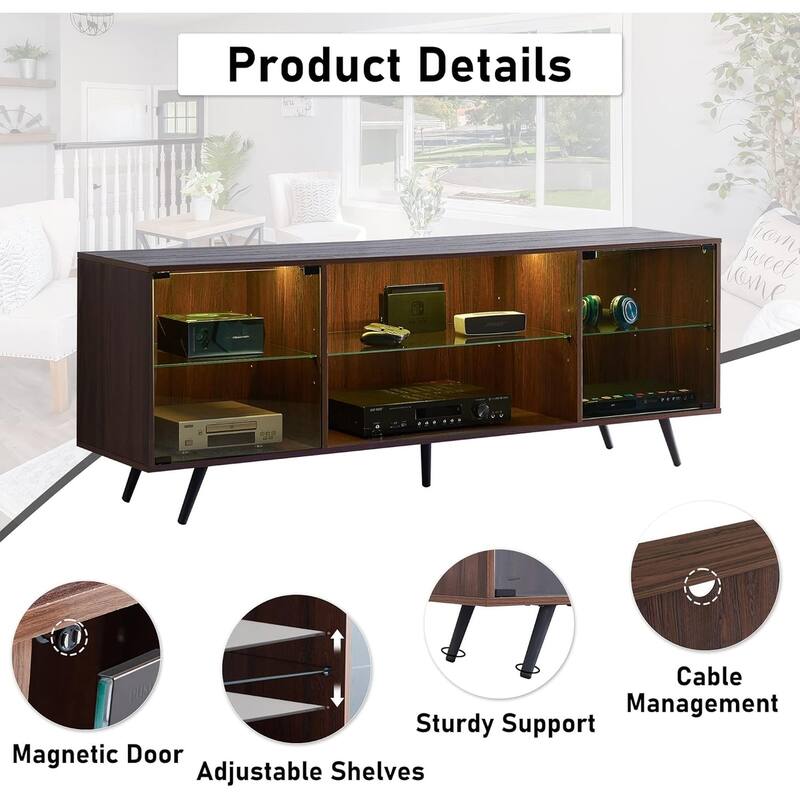 Modern TV Stand for TVs up to 75 Inch with LED Lights