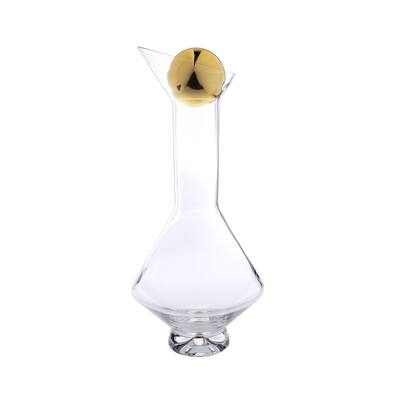 Glass Diamond Shaped Decanter with Gold Reflection and Lid