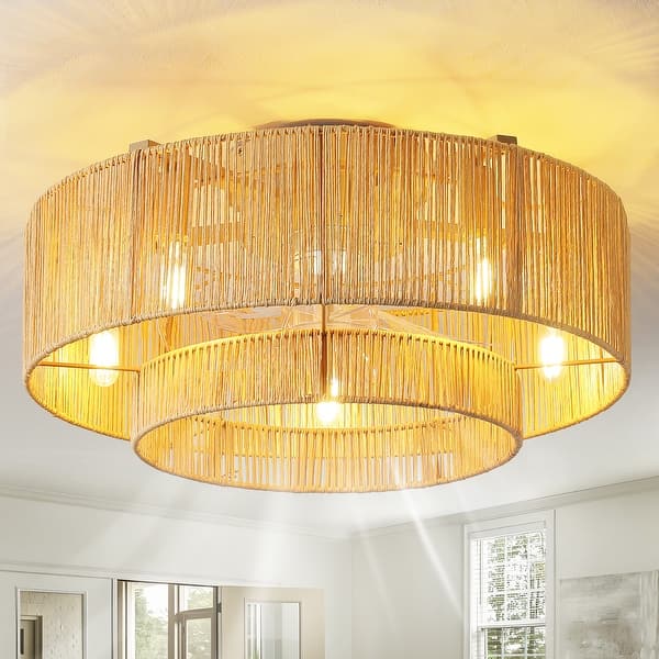 20" Ceiling Fan with Lights 6-Speed Flush Mount Ceiling Fan