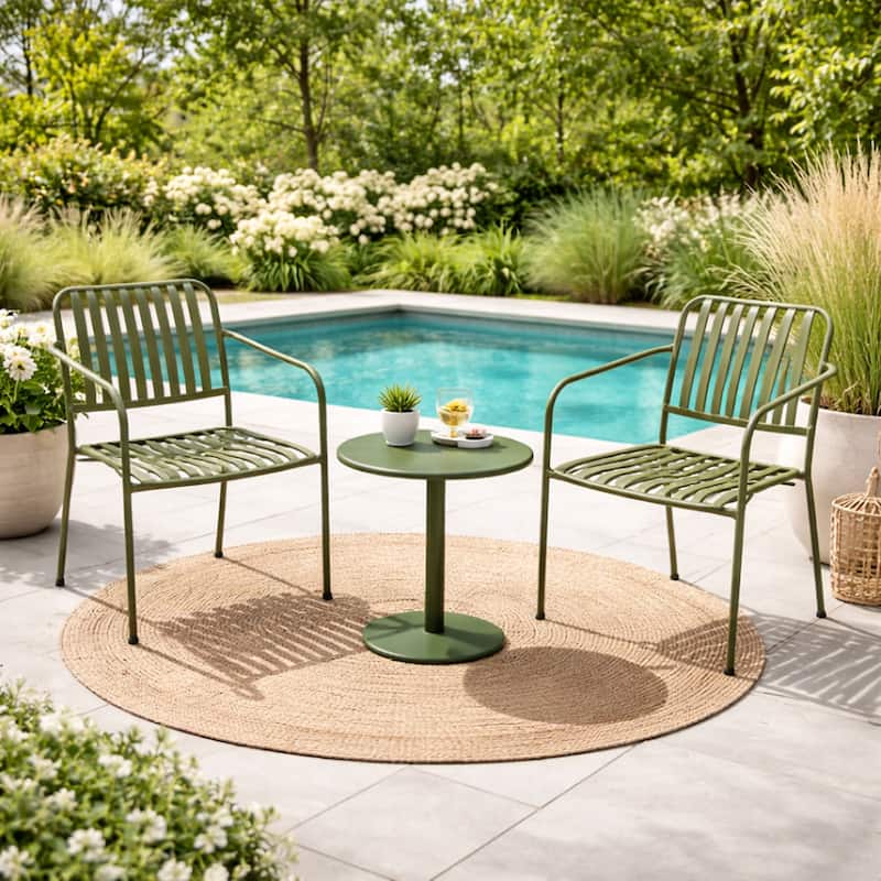 18 in H Outdoor Metal Bistro Set with Table and Chairs (3-Piece)