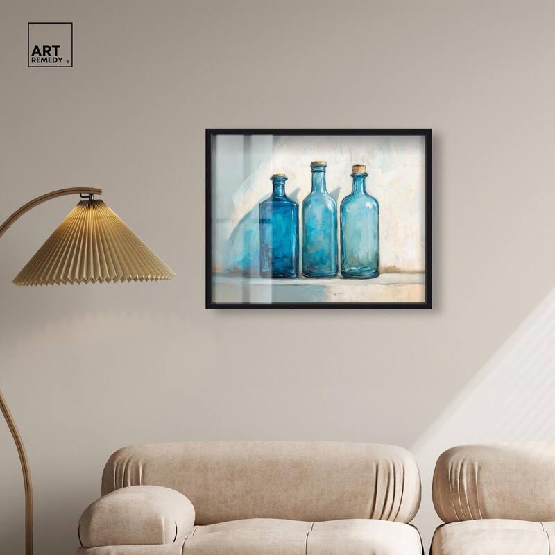 Three Blue Bottles Shadowbox by Art Remedy