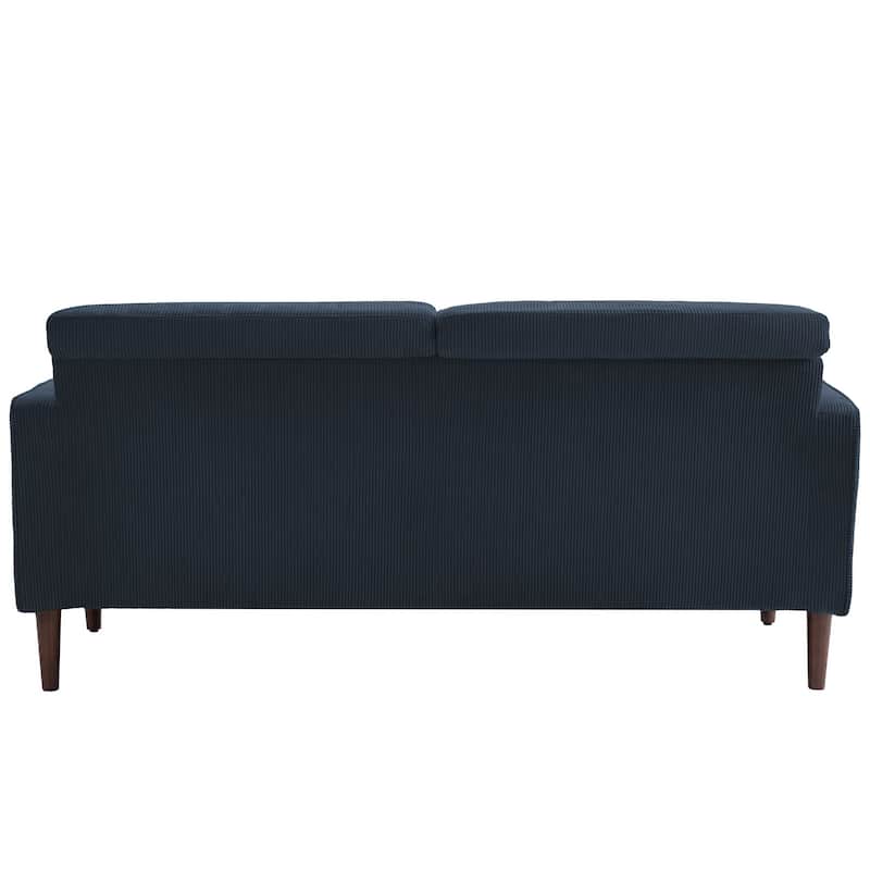 Modern Corduroy Upholstered 2 Seater Sofa with Bolster Pillows