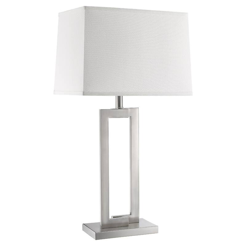 Modern 30 Inch Silver Metal Table Lamp with Fabric Rectangular Shade - 10” x 16” x 29.50”