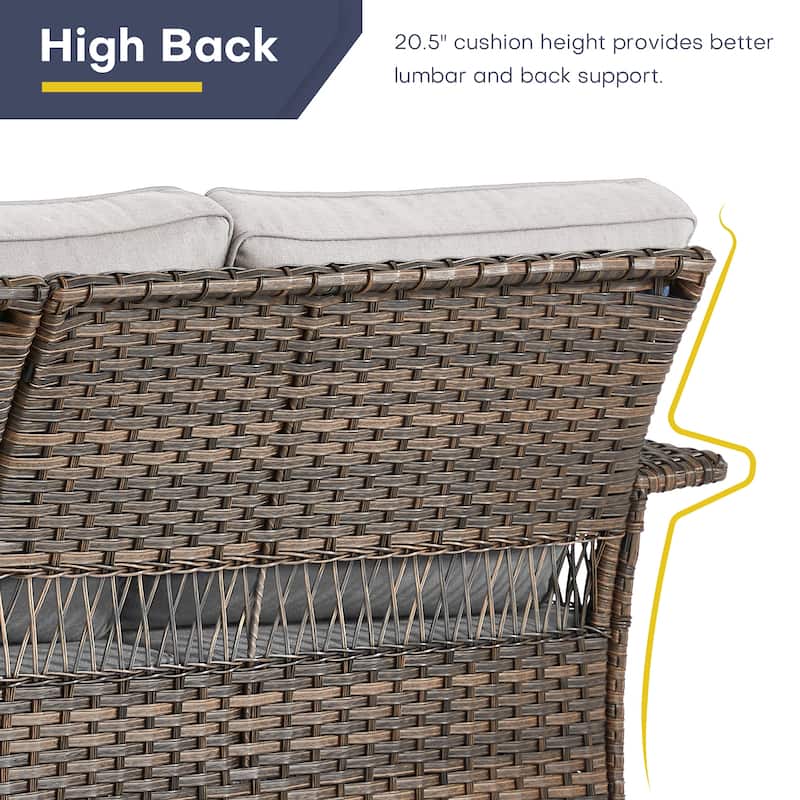 Gymojoy Outdoor Patio Wicker Rattan Ottoman - Brown