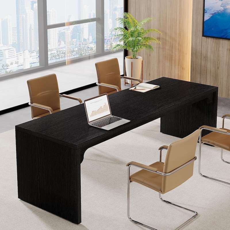 6.5FT Conference Table, Large Rectangle Conference Room Table - 1pc - Black