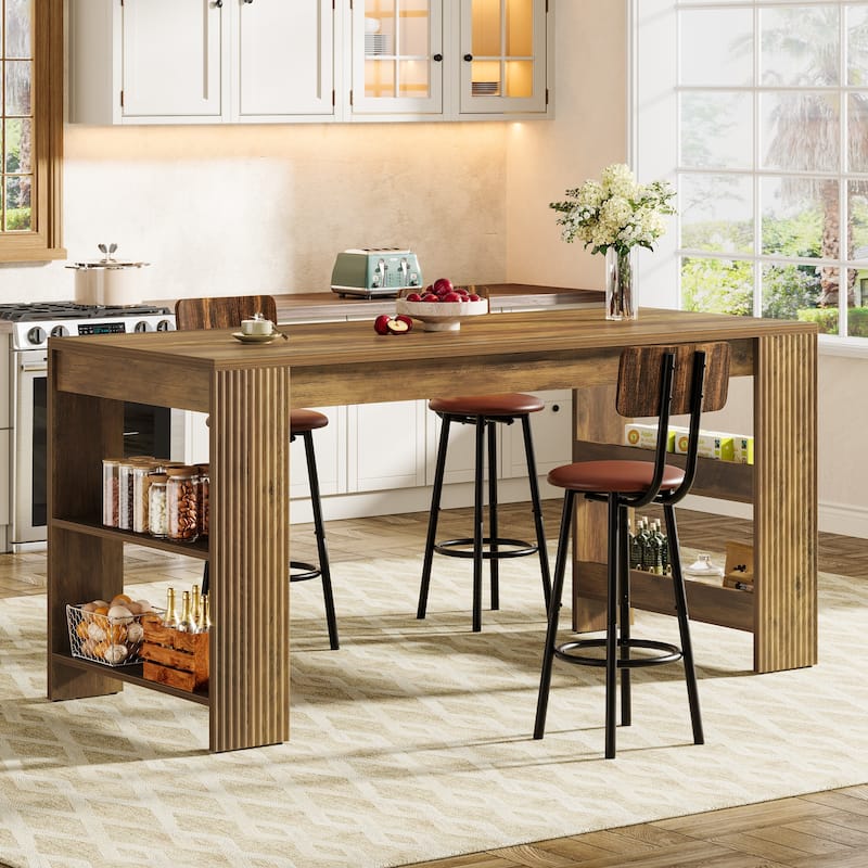 63-Inch Kitchen Island with Storage