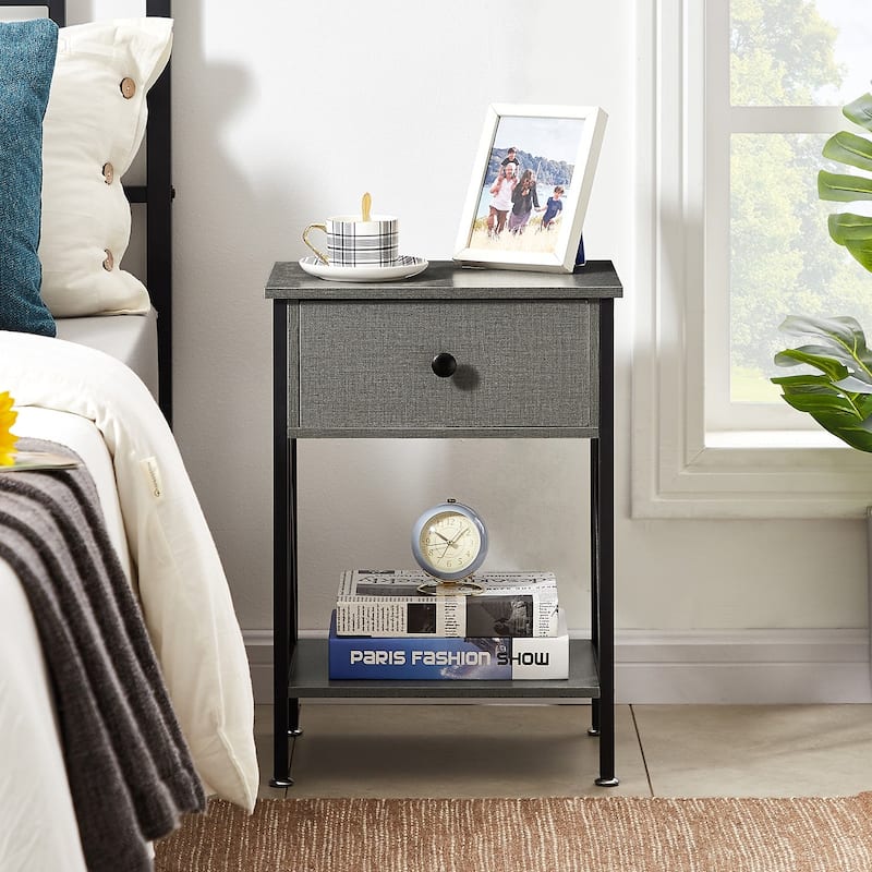Javlergo Set of 2 Nightstand with 1 Drawer and Storage Shelf, End Table Bedside Table for Bedroom Living room Office