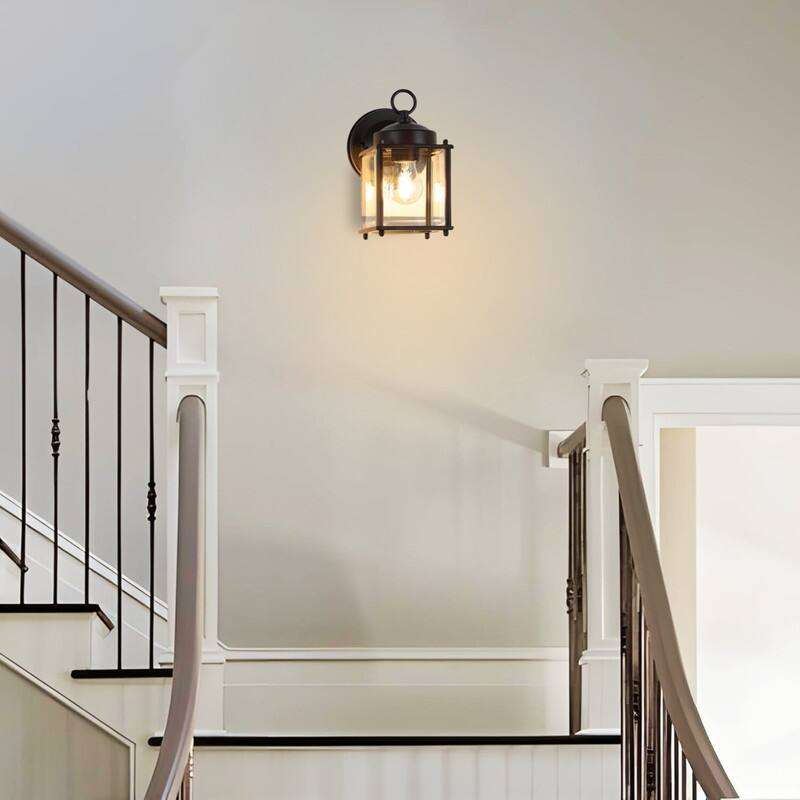 2 Pack exterior lamps black wall lighting glass, iron light fixture