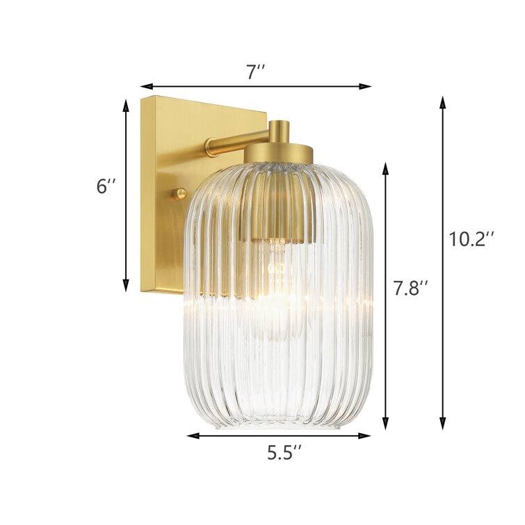 Acroma Brass Wall Light with Ribbed Glass Shade