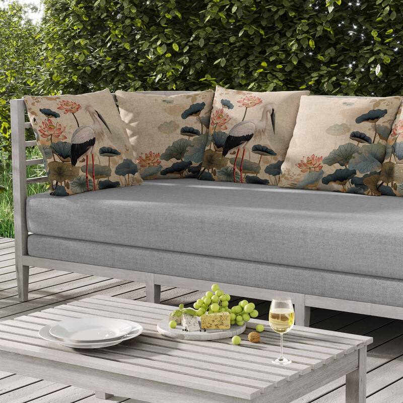 Lotus Pond Indoor/Outdoor Reversible Throw Pillow Green and Red