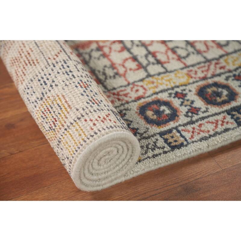 Geometric Khotan Oriental Runner Rug Hand-Knotted Wool Carpet - 2'6" x 8'0"