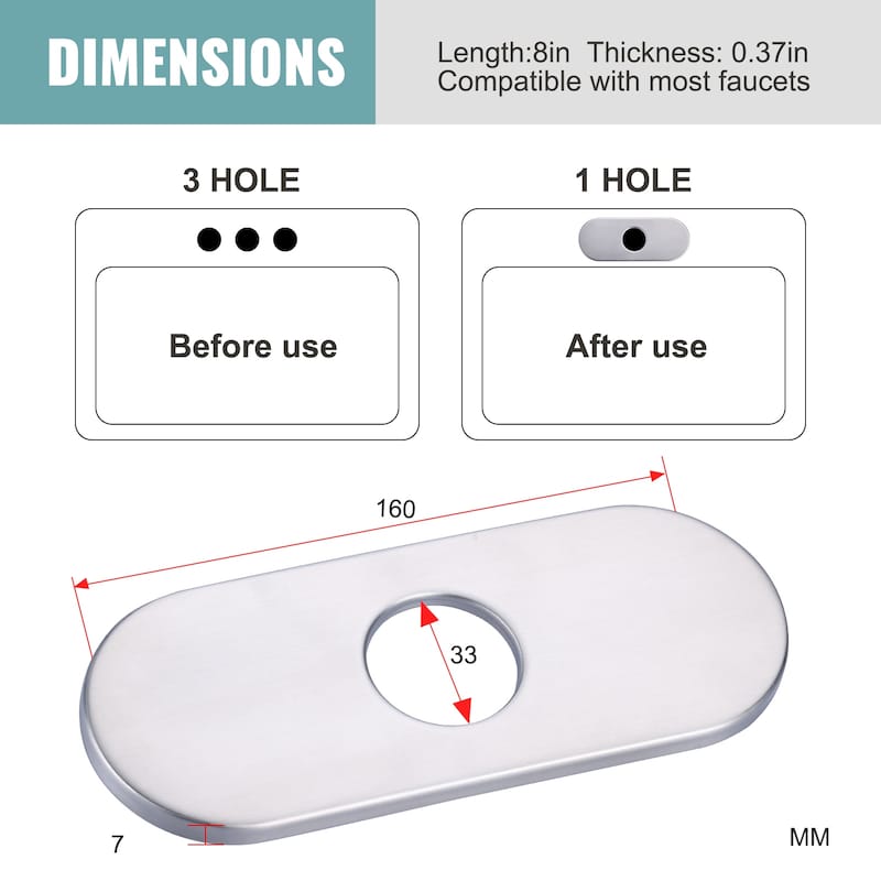WOWOW 6.3 in. Kitchen Sink Faucet Hole Cover Deck Plate Escutcheon