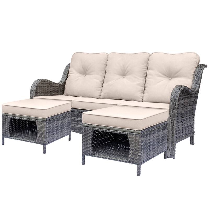 Wicker Patio Furniture Set-Outdoor Patio Conversation Seating Sets