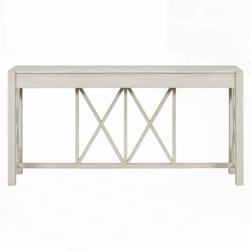 Crisscross Design Entryway Table with Open Bottom Storage