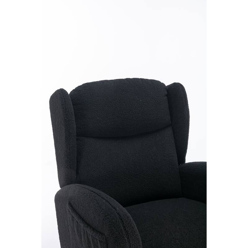 Black Modern 38" High Back Upholstered Rocking Chair with Wood Legs and Packet