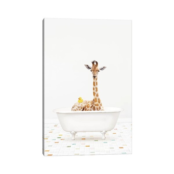 iCanvas "Giraffe In A Vintage Bathtub With Rubber Ducky ...