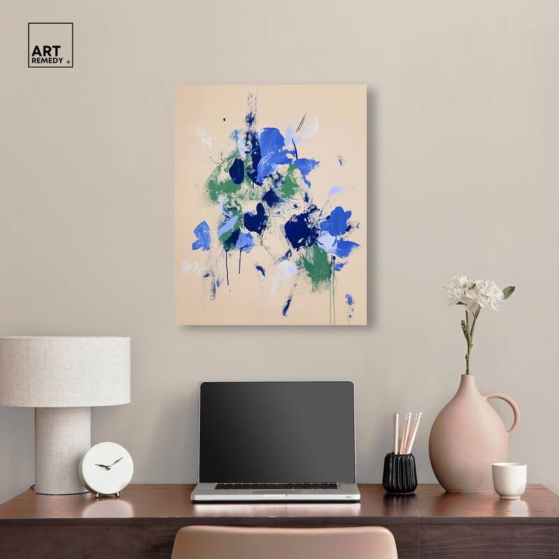 Sapphire Scrawl Canvas by Art Remedy, Gallery Wrapped
