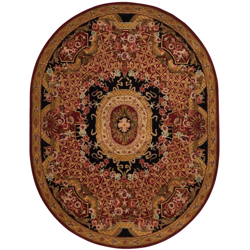SAFAVIEH Handmade Classic Traiana Traditional Oriental Wool Rug - 7'6" x 9'6" Oval - Burgundy/Black