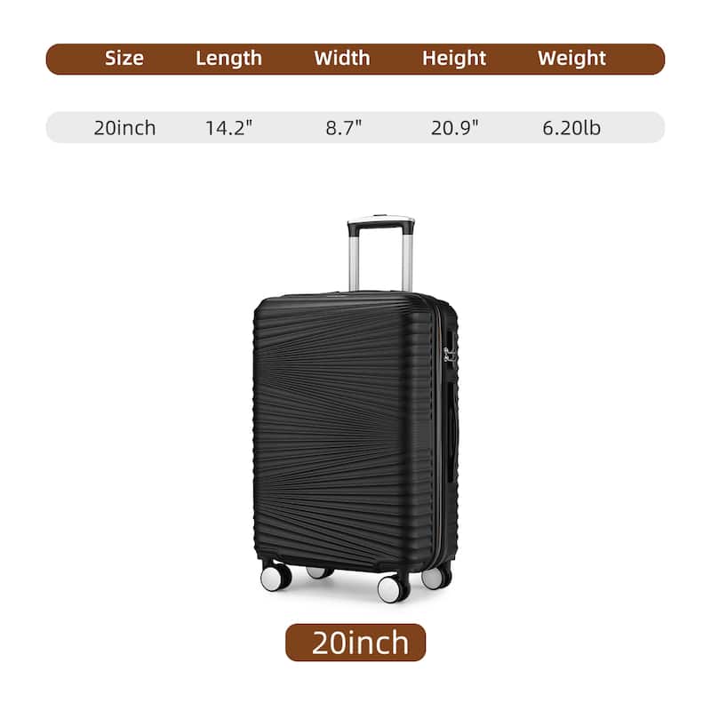 20 Inch Luggage Suitcases with Spinner Wheels Expandable Hardside Luggage Lightweight Suitcase,20" Checked Luggage Black