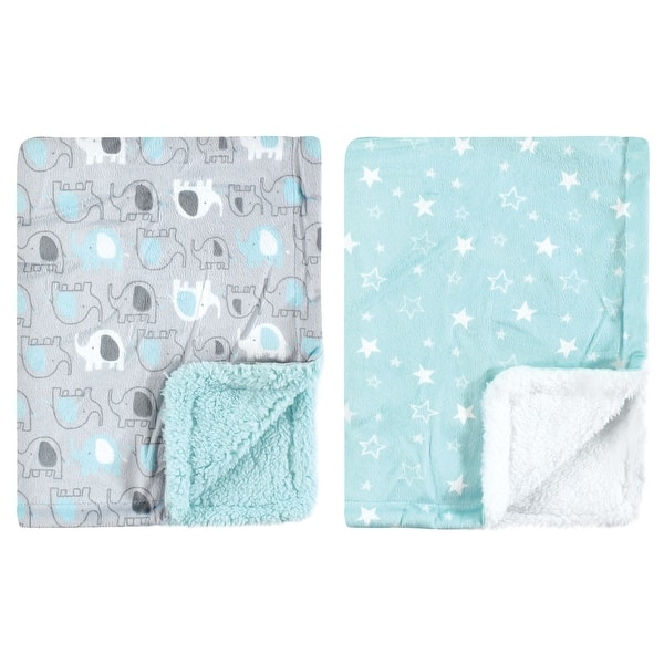 slide 1 of 1, Luvable Friends Infant Boy Plush Blanket with Faux Shearling Back, Boy Basic Elephant, One Size - Boy Basic Elephant - One Size Boy Basic Elephant - One Size