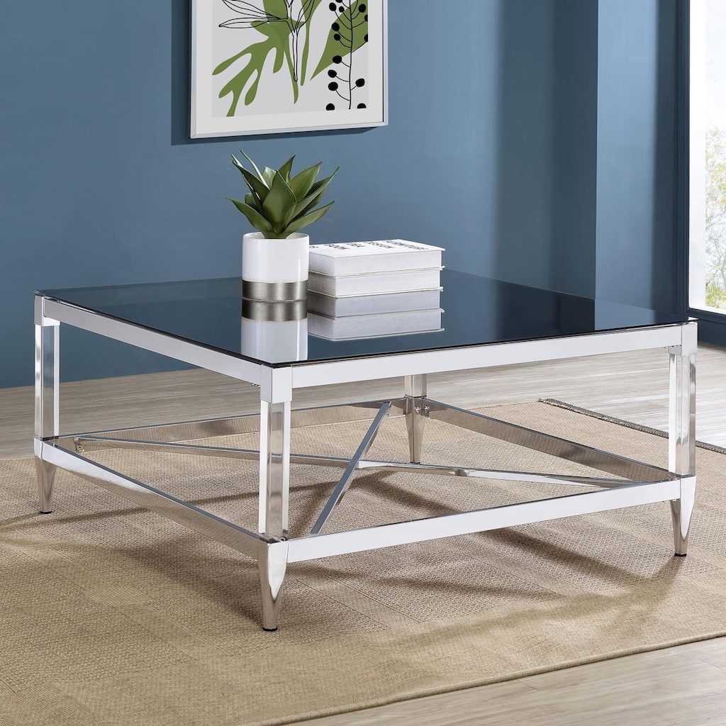 Webber Chrome Square Coffee Table with Acrylic Legs