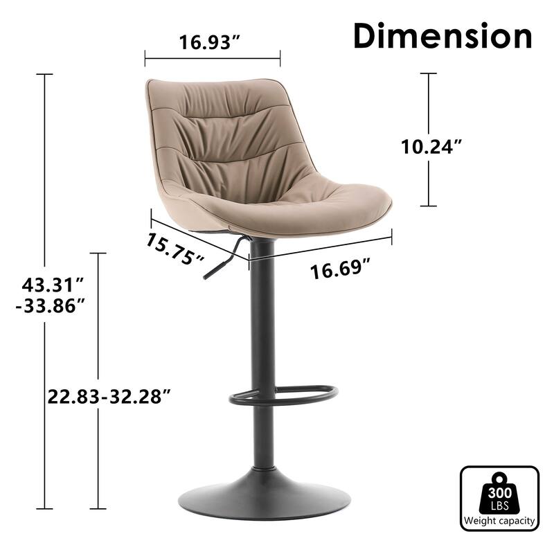 Modern Bar Stools Set of 2, Upholstered Counter Stools with Backrest