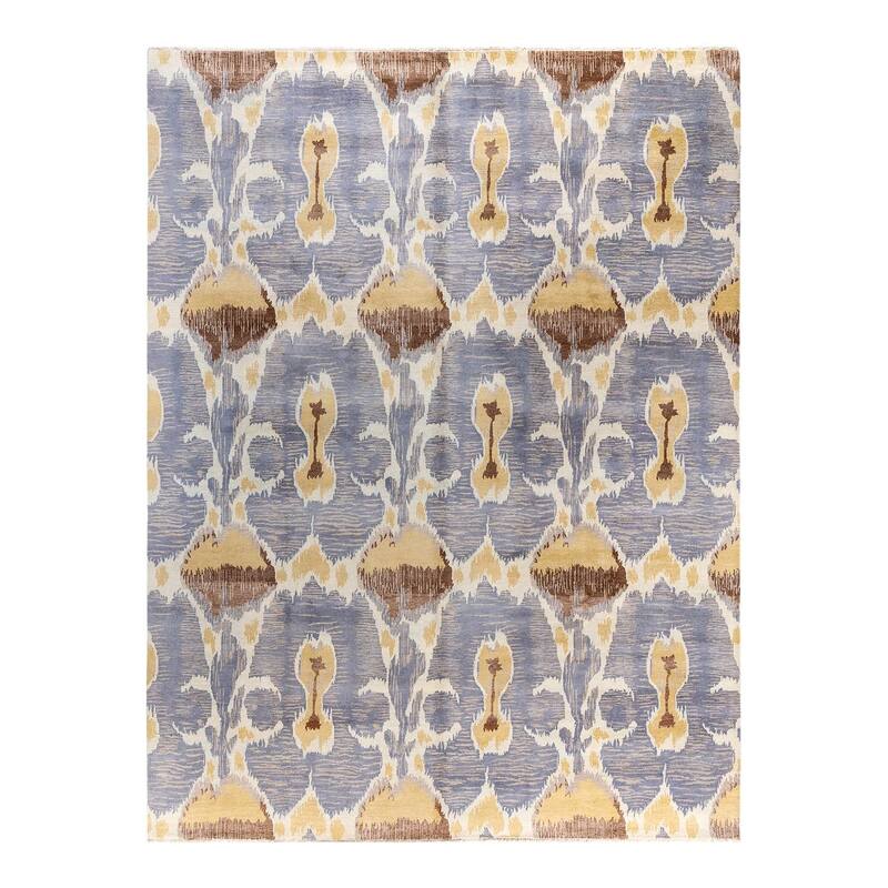 Ikat One-of-a-Kind Hand-Knotted Area Rug, Blue - 9' 1" x 12' 0"