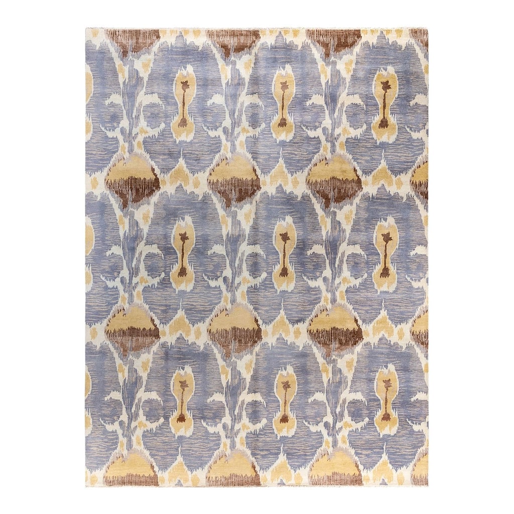 Ikat One-of-a-Kind Hand-Knotted Area Rug, Blue - 9' 1" x 12' 0"