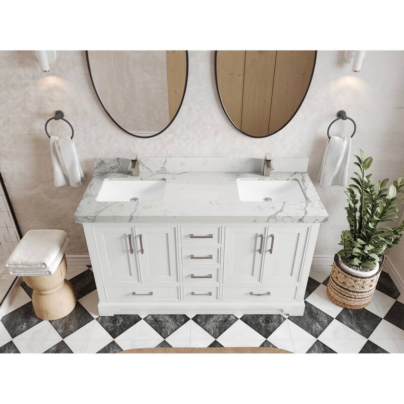 Willow Collections 60 in. W x 22 in. D Charlotte Double Sink Bathroom Vanity with Countertop