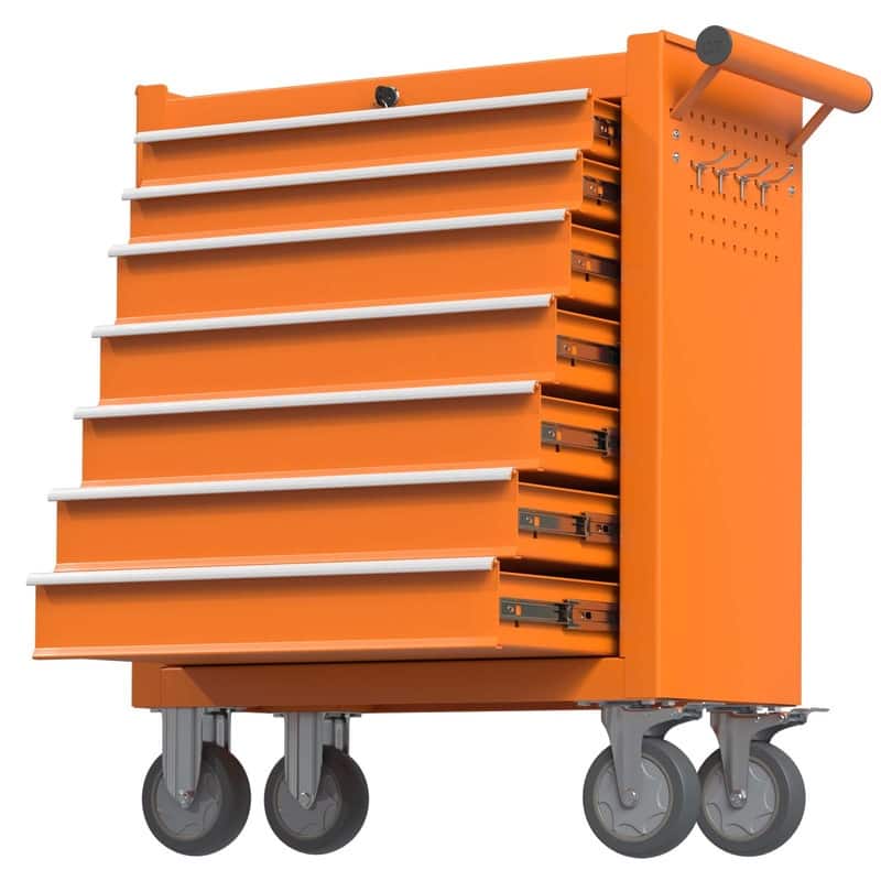7-Drawer Heavy Duty Rolling Tool Chest Tool Storage Box - N/A - Orange