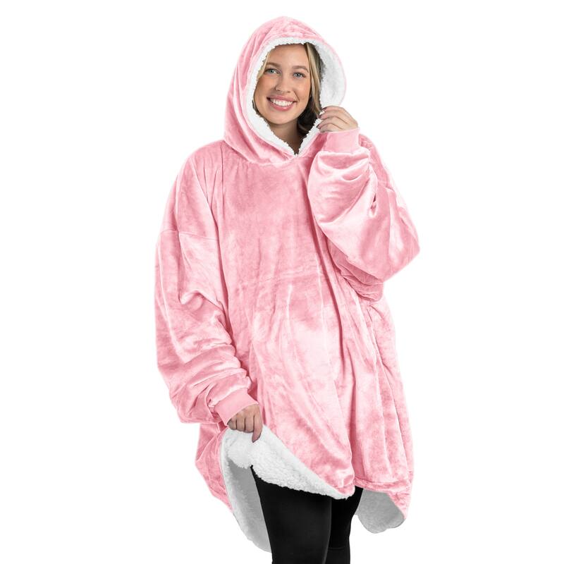 Bare Homey B-Cozy Oversized Sherpa Wearable Blanket - Adult - Light Pink
