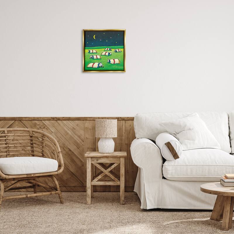 Stupell Pasture Cows Bedtime Framed Floater Canvas Wall Art Design By Roger Straub