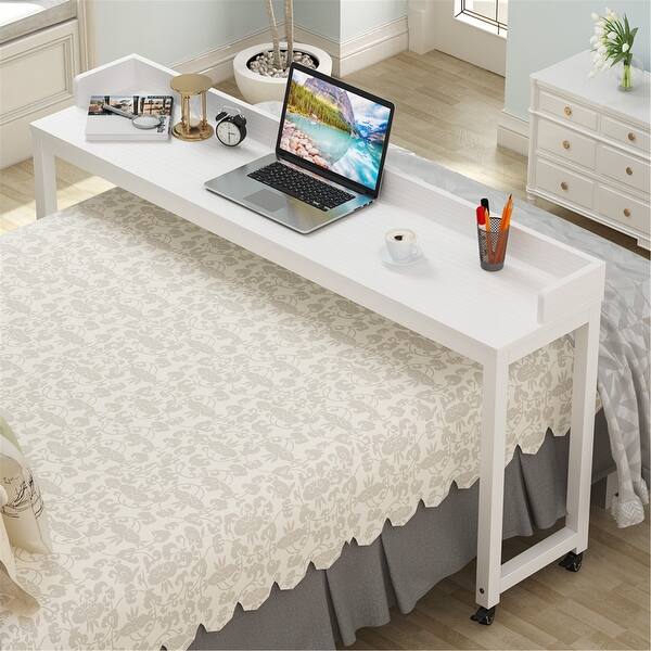 Overbed Table With Wheels Mobile Desk With Heavy Duty Metal Legs Super Sturdy And Stable On Sale Overstock 23105362 Featuring adjustable heights for extra convenience and the 4 wheels allow for. overbed table with wheels mobile desk